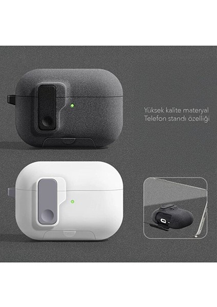 Airpods Pro 3. Nesil ile Uyumlu Airpods Kılıf Telefon Standlı Anahatar Kilitli Kılıf fırsatları