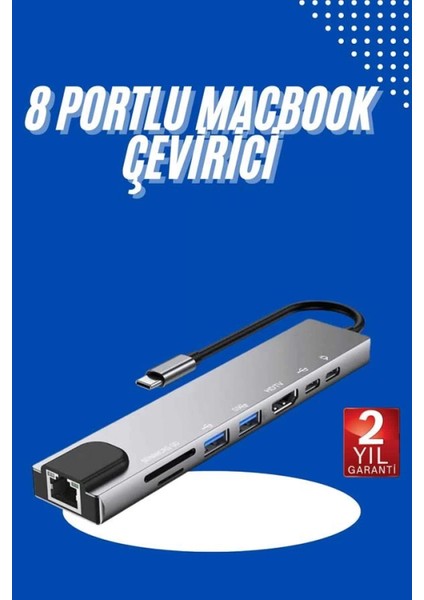 USB Type-C Hub Dönüştürücü Çevirici Çoklayıcı Macbook Çevirici 8 Portlu fiyatları