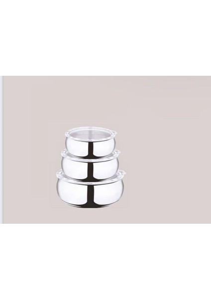 7011 Tombik 3lü Çelik Saklama Kabı Şeffaf