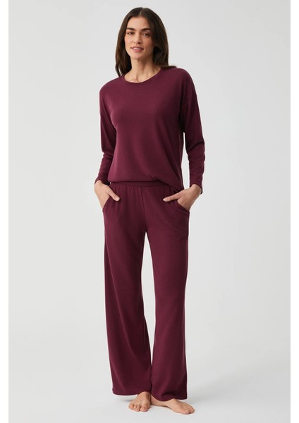 Yumuşak Dokulu Uzun Kol Kadın Pijama Takım 9900