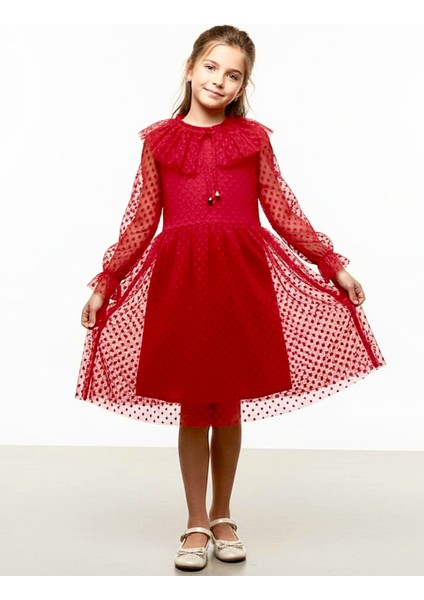 Kız Çocuk Elbise Doğum Günü Party Kırmızı Yıl başi Elbisesi