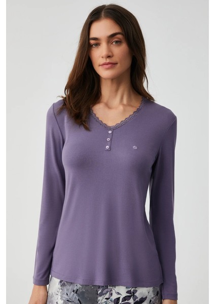 Yumuşak Dokulu V Yaka Uzun Kol Kadın Pijama Takım 9905 fiyatları