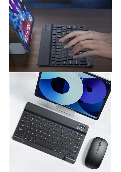 Şarj Edilebilir Bluetooth Klavye Mouse Seti Tablet Telefon Pc Uyumlu Sessiz Tuş Taşınabilir