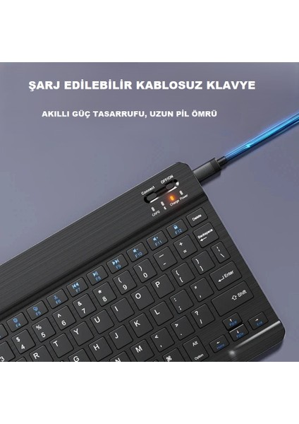 Şarj Edilebilir Bluetooth Klavye Mouse Seti Tablet Telefon Pc Uyumlu Sessiz Tuş Taşınabilir indirimleri