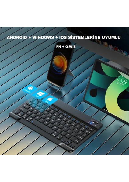 Şarj Edilebilir Bluetooth Klavye Mouse Seti Tablet Telefon Pc Uyumlu Sessiz Tuş Taşınabilir