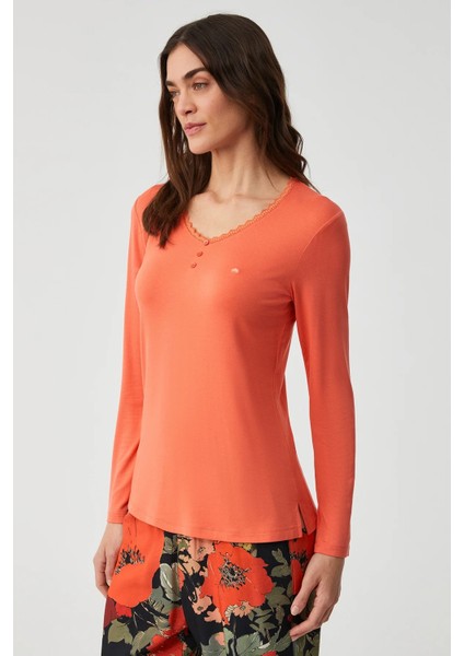 Yumuşak Dokulu V Yaka Uzun Kol Kadın Pijama Takım 9911 fiyatları