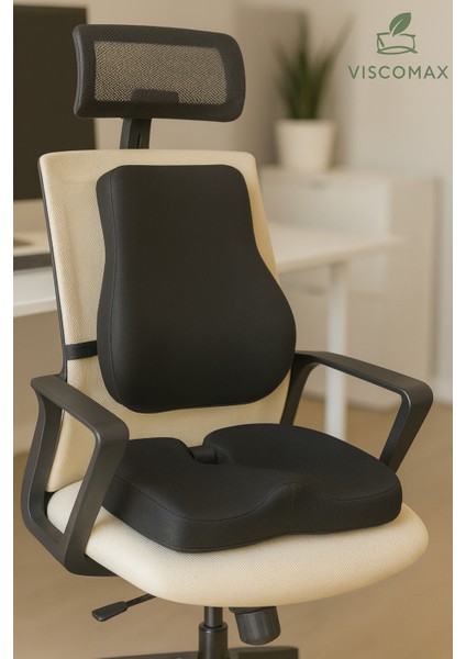 Ofiste ve Arabada Maksimum Konfor Için Visco Destek Bel ve Oturma Minderi