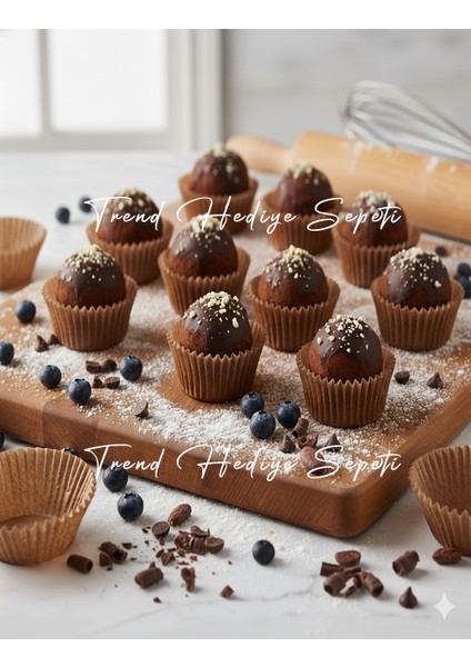 Takribi 100 Adet Mini Boy Kraft Muffin Kek Kalıbı 40X30 mm , Doğal Cupcake Kağıdı , Brownie Kalıbı