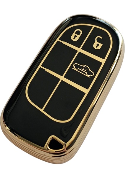 Egea Cross 500 Jeep Dodge Chrysler Uyumlu Smart Kumanda Anahtar Kılıfı Oto Anahtarlık Siyah Gold modelleri