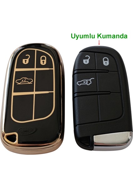 Egea Cross 500 Jeep Dodge Chrysler Uyumlu Smart Kumanda Anahtar Kılıfı Oto Anahtarlık Siyah Gold fırsatları
