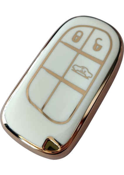 Egea Cross 500 Jeep Dodge Chrysler Uyumlu Smart Kumanda Anahtar Kılıfı Oto Anahtarlık Beyaz Gold fiyatları
