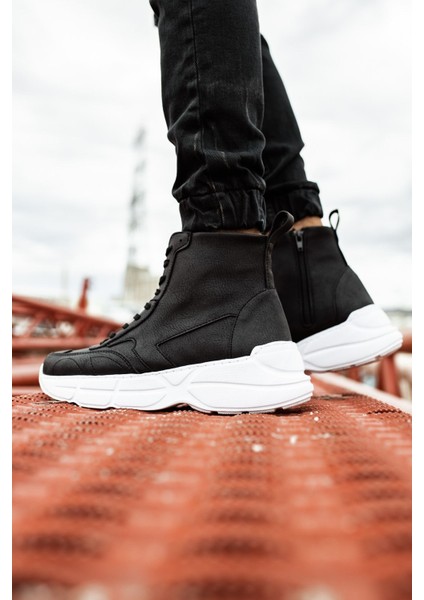 Acro Fermuarlı Erkek Spor Bot Siyah Beyaz
