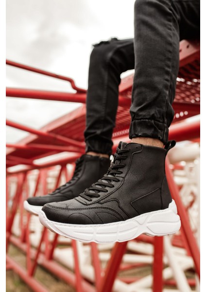 Acro Fermuarlı Erkek Spor Bot Siyah Beyaz