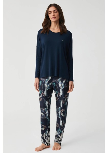 Yumuşak Dokulu Uzun Kol Kadın Pijama Takım 9918