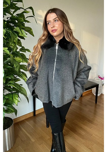 Yeni Sezon Kadın Kaşe Şık Mont Kaban Içi Astarlı Kürk Peluş Yaka Detaylı modelleri