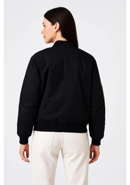 Kadın Bomber Mont Ceket – Fermuarlı, Kapitone Içi Astarlı, Su Itici Kumaş, Regular Fit, Günlük Bahar & Kış Şık Rahat Stil - Siyah fiyatları