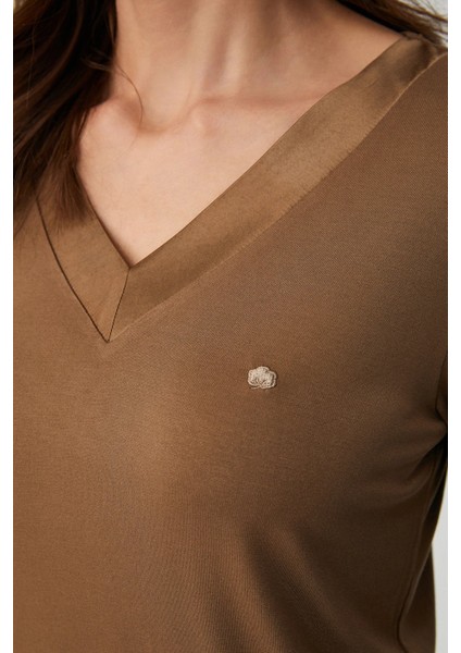 Yumuşak Dokulu V Yaka Uzun Kol Kadın Pijama Takım 9923 modelleri