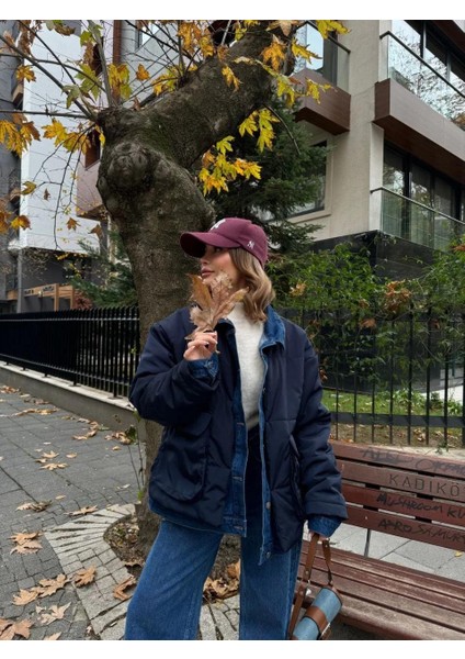 Jeans Detaylı Cıtcıtlı Ceket - Lacivert indirimleri