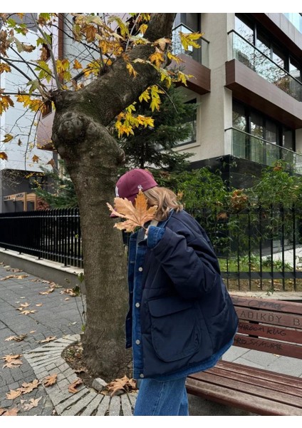 Jeans Detaylı Cıtcıtlı Ceket - Lacivert