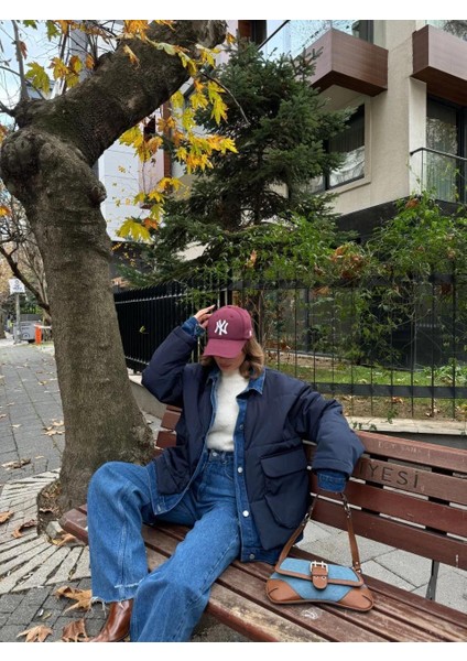 Jeans Detaylı Cıtcıtlı Ceket - Lacivert