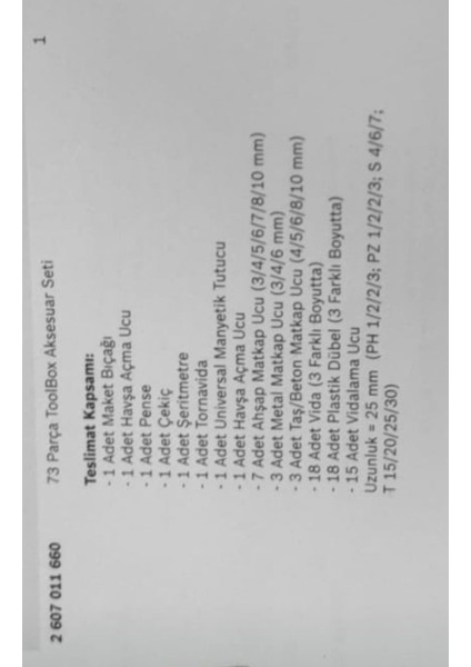 Alet Takımı 73 Parça (Takım Çantası Üstündeki Organizer Plastik Kısım Köşeden Kırıktır)