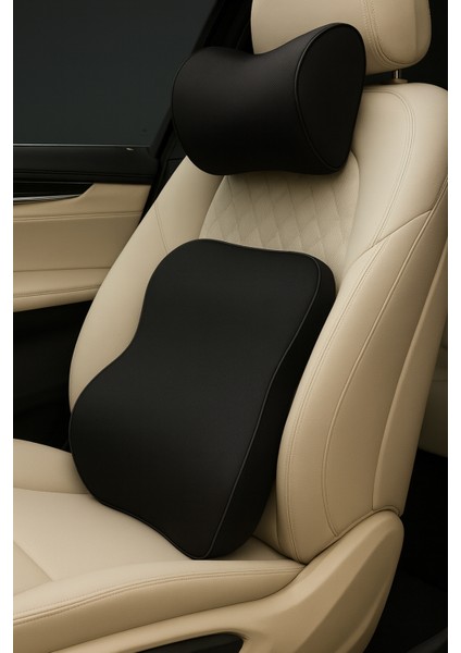 Araç Içi Visco Boyun ve Sırt Bel Destek Yastığı Siyah Uyumlu