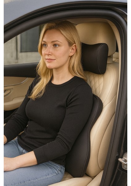 Araç Içi Visco Boyun ve Sırt Bel Destek Yastığı Siyah Uyumlu modelleri