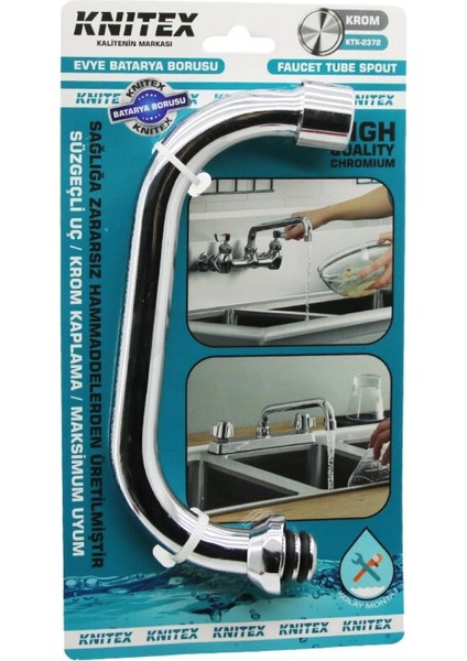 Evye - Küçük - Ters U Batarya Borusu Süzgeçli Uç Krom Kaplama (K95)