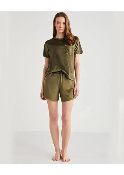 Yumuşak Dokulu Kadife Kadın Şort Takım 9709