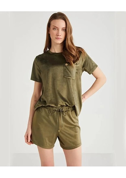 Yumuşak Dokulu Kadife Kadın Şort Takım 9709 fiyatları