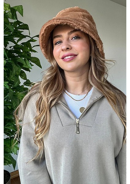 Premium Kalite Yumuşak Şık Tarz Bucket Peluş Şapka Sıcak Tutan Kış Aksesuar fiyatları