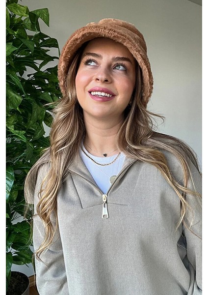 Premium Kalite Yumuşak Şık Tarz Bucket Peluş Şapka Sıcak Tutan Kış Aksesuar modelleri