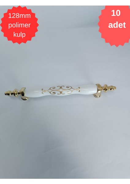 128MM Plastik Polimer Beyaz Gold Mobilya Çekmece Dolap Komodin Kulpları