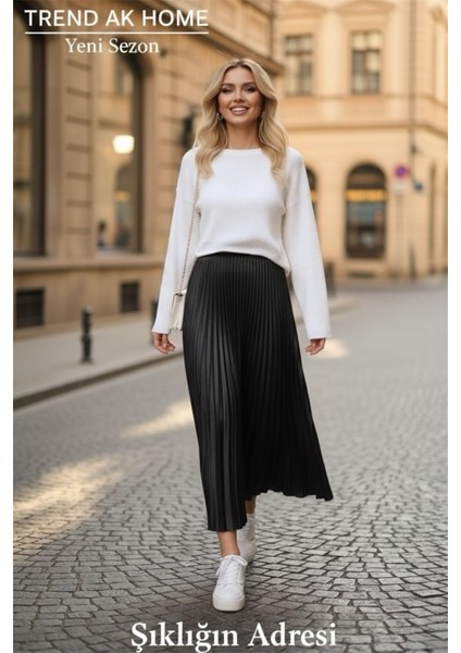 Beli Lastikli Piliseli Etek - Renk Siyah ( Standart Beden ) modelleri