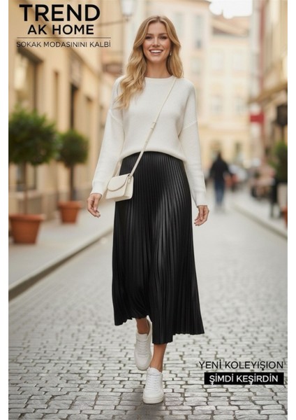 Beli Lastikli Piliseli Etek - Renk Siyah ( Standart Beden ) indirimleri