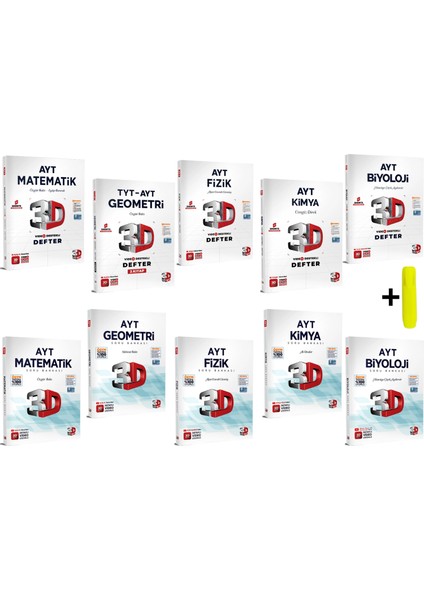 Ayt Sayısal Matematik Geometri Fizik Kimya Biyoloji Defter Soru Seti 10 Kitap
