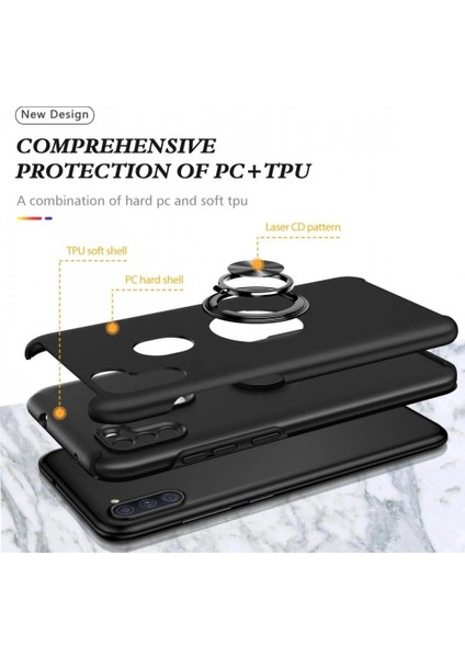 Ieg Samsung Galaxy A11 Kılıf Elit Yüzüklü Kapak - Siyah fiyatları