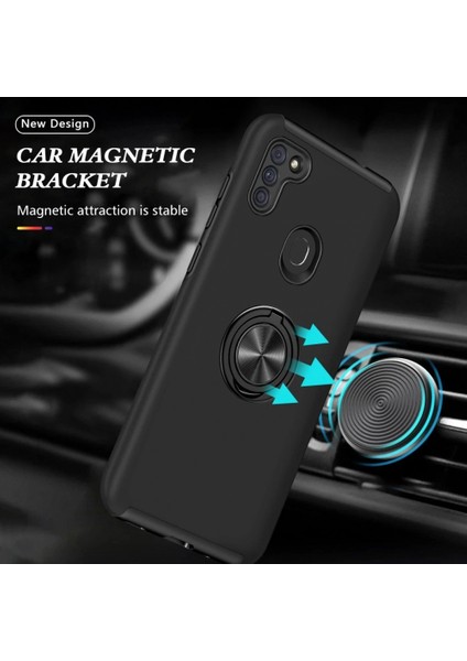 Ieg Samsung Galaxy A11 Kılıf Elit Yüzüklü Kapak - Siyah indirimleri