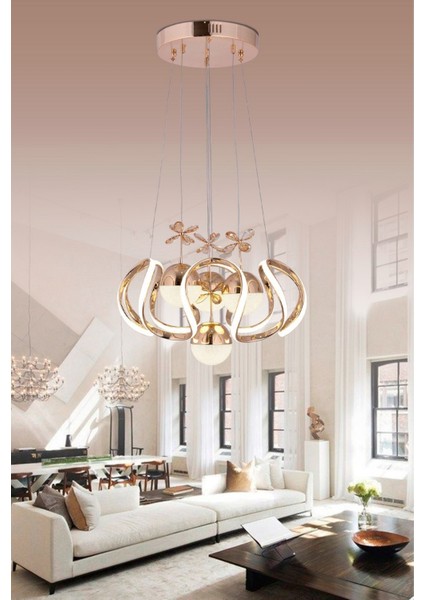 3 Işıklı Kumandalı LED Avize Dimmerli