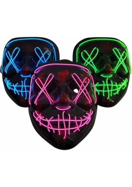 Işıklı LED Maske Parti Eğlence Maskesi Hallowen Neon Maske modelleri