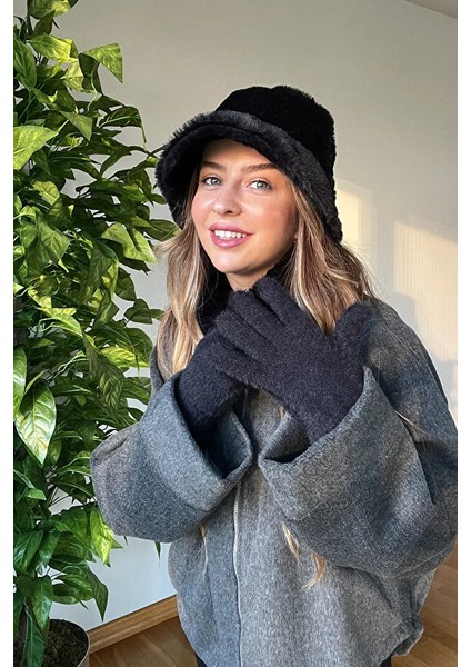 Premium Kalite Yumuşak Şık Tarz Bucket Peluş Şapka Sıcak Tutan Kış Aksesuar