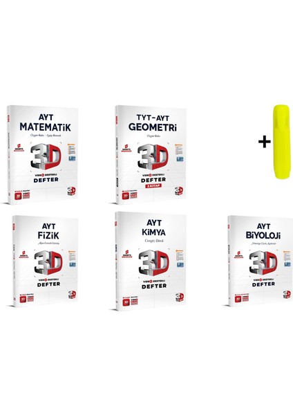 Ayt Sayısal Matematik Geometri Fizik Kimya Biyoloji Defter Seti 5 Kitap