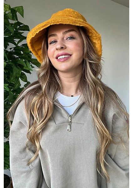 Premium Kalite Yumuşak Şık Tarz Bucket Peluş Şapka Sıcak Tutan Kış Aksesuar modelleri