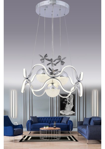 3 Işıklı Kumandalı LED Avize Dimmerli