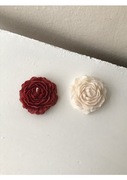 2'li Dekoratif Lavanta Kokulu Soya Şakayık Mum Seti / Krem-Kırmızı Soya Şakayık Mum modelleri