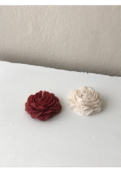 2'li Dekoratif Lavanta Kokulu Soya Şakayık Mum Seti / Krem-Kırmızı Soya Şakayık Mum fırsatları