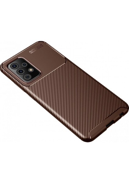 Samsung Galaxy A72 Kılıf Auto Focus Karbon Kapak - Kahverengi fiyatları