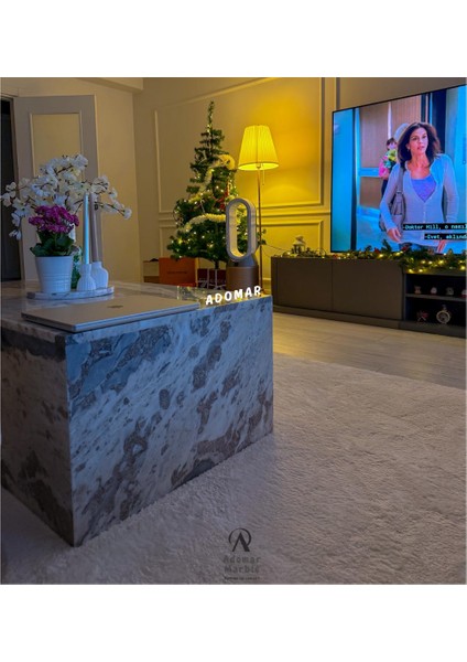 Doğal Mermer Tekerlekli Küp Orta Sehpa – 120X70X40 cm fiyatları