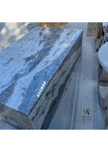 Doğal Mermer Tekerlekli Küp Orta Sehpa – 120X70X40 cm fırsatları