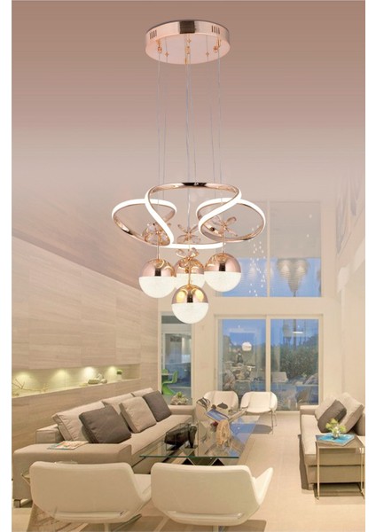 3 Işıklı Kumandalı LED Avize Dimmerli